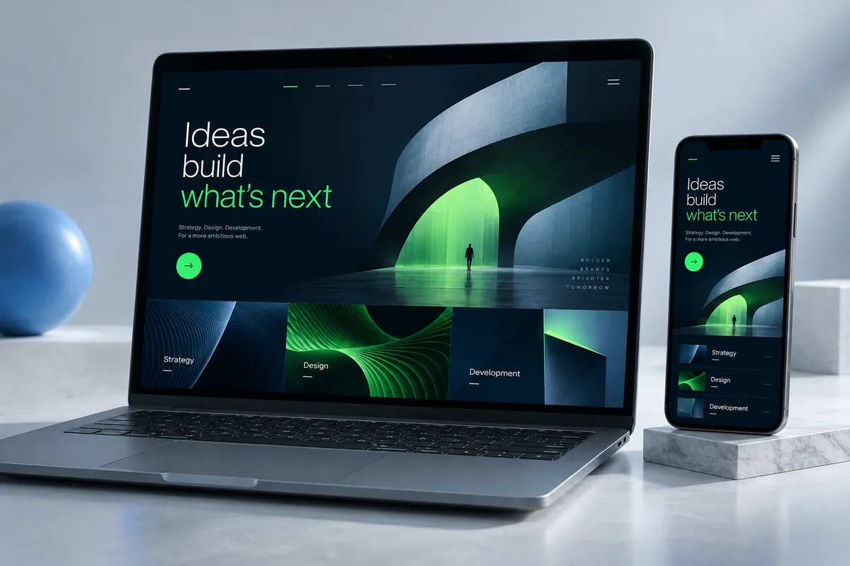 Exemplo ilustrativo de design de site responsivo em notebook e smartphone